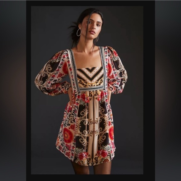 Anthropologie Dresses & Skirts - Anthropologie Nikasha Floral Mini Dress smock long sleeve